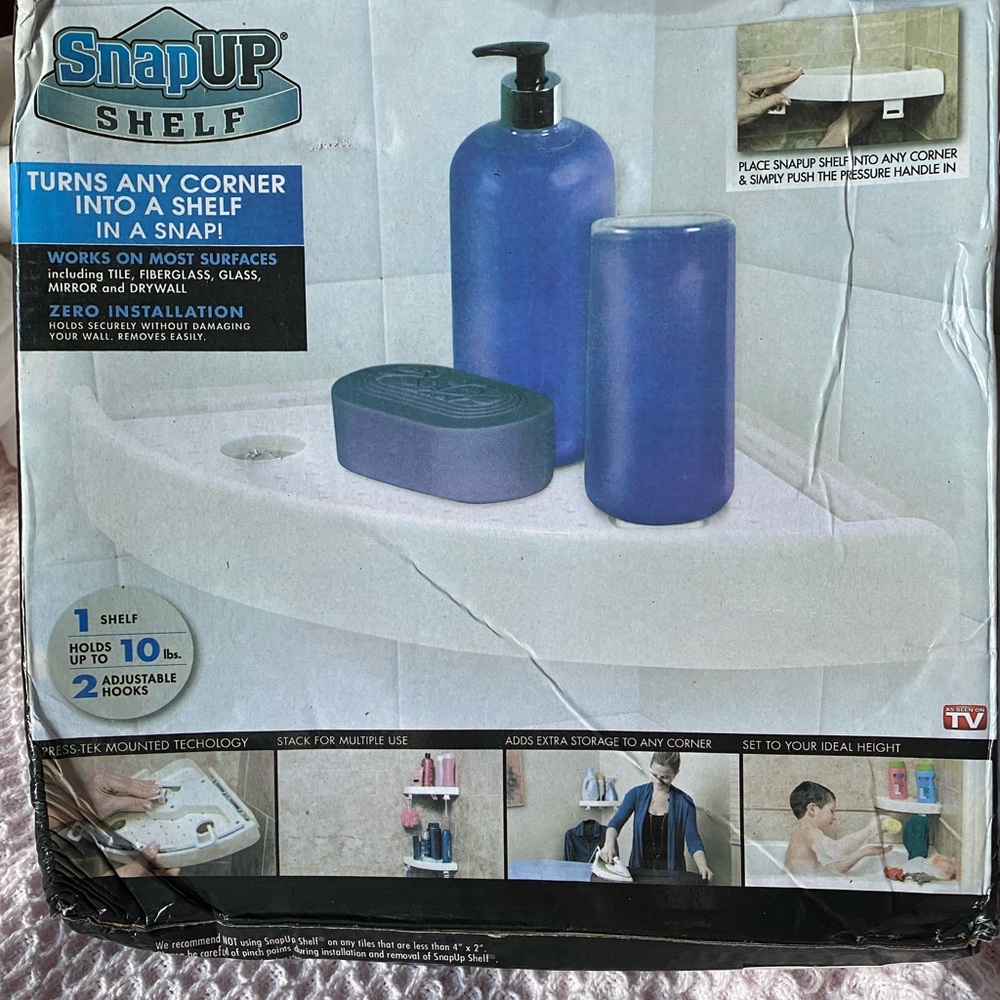 Snap up shelf corner shelf, 2 new in box,